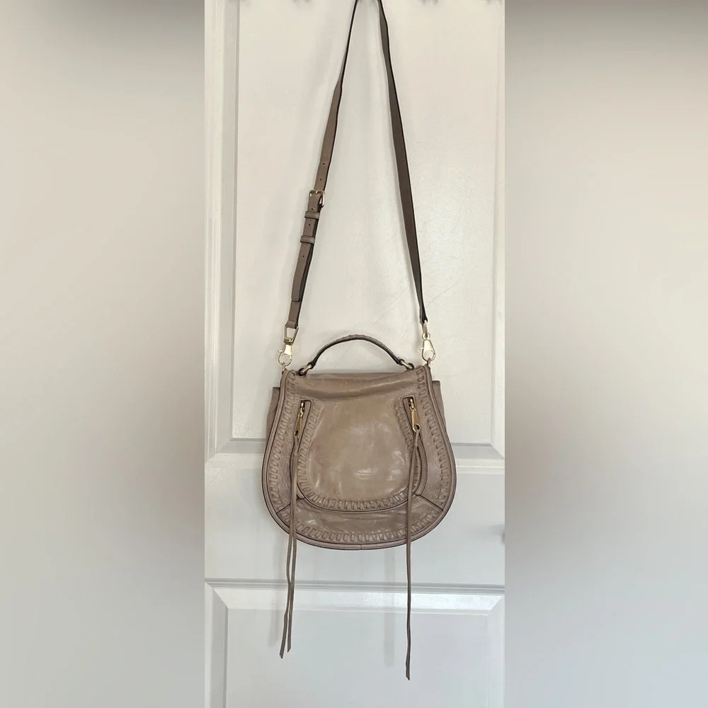 Rebecca Minkoff Distressed Leather, 'Vanity Saddle' in Mushroom, Crossbody Bag - Picture 2 of 14